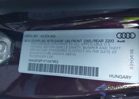 2015 Audi A3 2.0T Premium from USA, damaged, VIN WAUEFGFF1F1047952